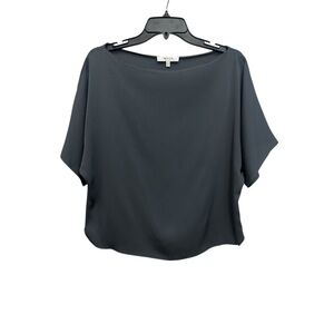 Milly Dolman Sleeve Boat Neck Blouse Size Small Stretch Silk Satin Gray